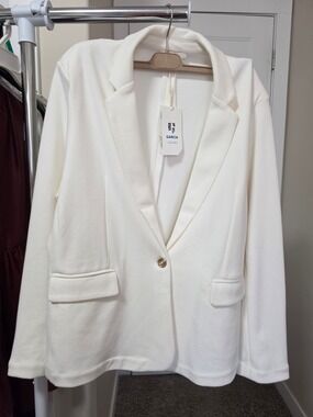 Garcia White Cream Single Button Blazer XXL